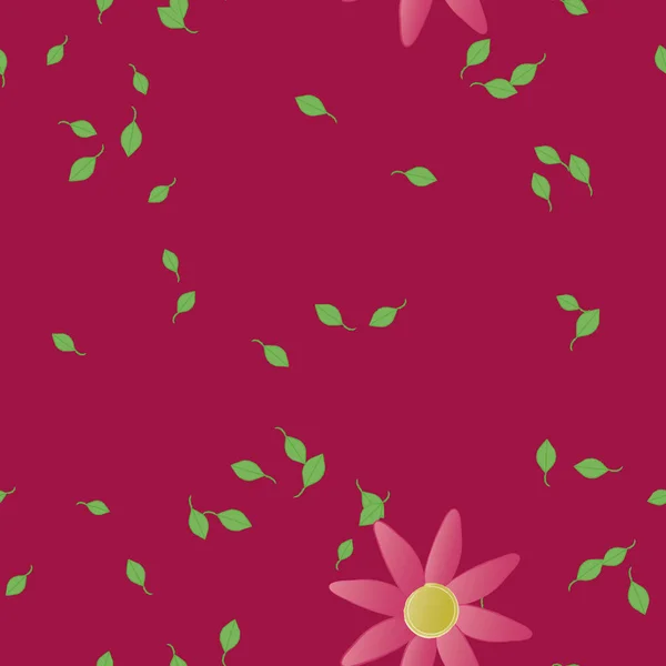 Flores Con Hojas Verdes Composición Libre Ilustración Vectorial — Vector de stock