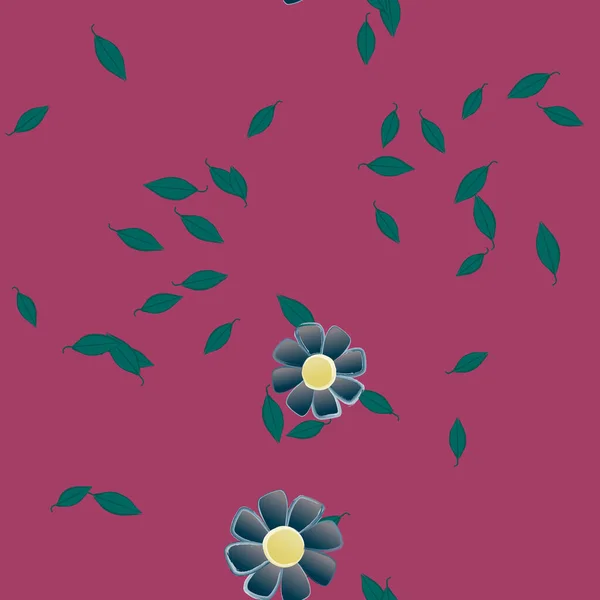 Bloemen Met Groene Bladeren Vrije Samenstelling Vector Illustratie — Stockvector