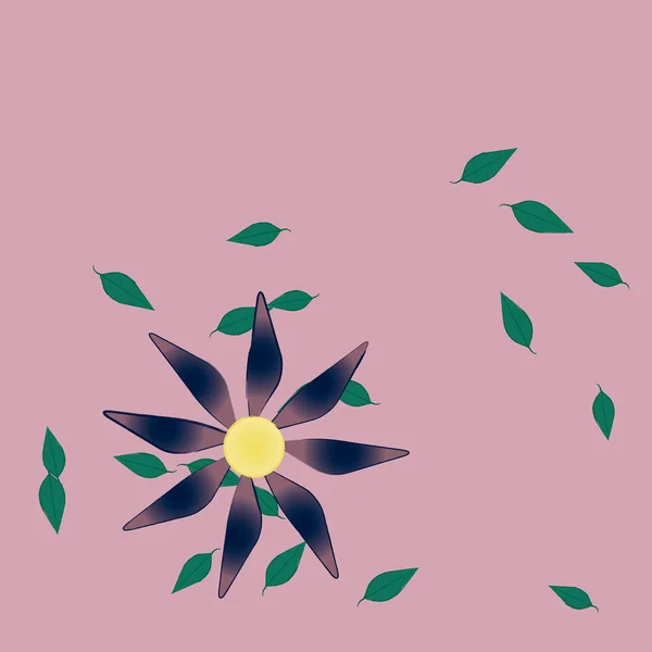 Flores Con Hojas Verdes Composición Libre Ilustración Vectorial — Vector de stock