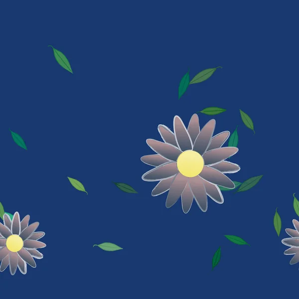 Fleurs Simples Avec Des Feuilles Vertes Composition Libre Illustration Vectorielle — Image vectorielle