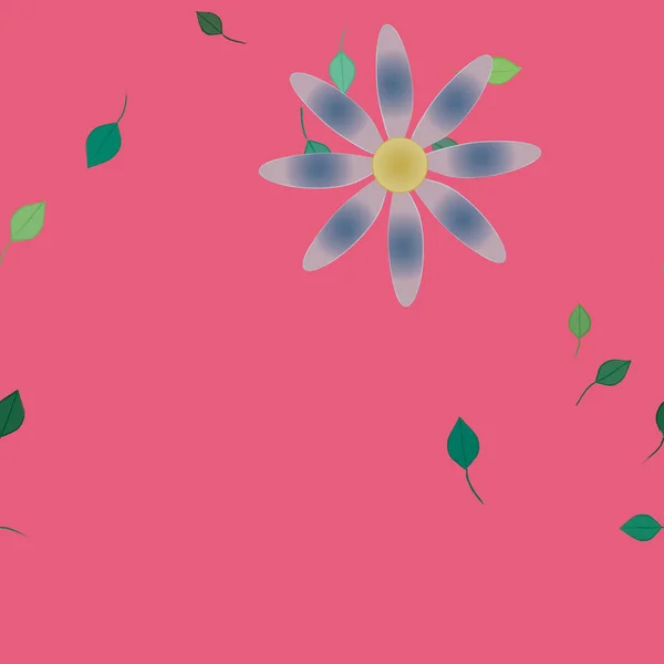 Flores Con Hojas Verdes Composición Libre Ilustración Vectorial — Archivo Imágenes Vectoriales