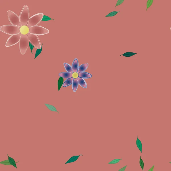 Bunga Dengan Daun Hijau Dalam Komposisi Bebas Gambar Vektor - Stok Vektor