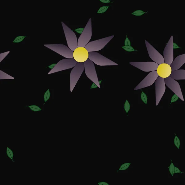 Flores Con Hojas Verdes Composición Libre Ilustración Vectorial — Vector de stock