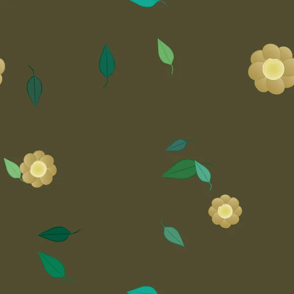 Composition Design Avec Fleurs Simples Feuilles Vertes Illustration Vectorielle — Image vectorielle