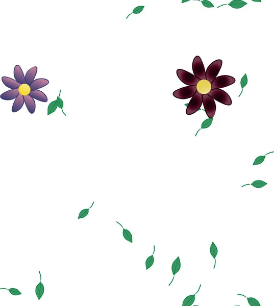 Fleurs Aux Feuilles Vertes Composition Libre Illustration Vectorielle — Image vectorielle