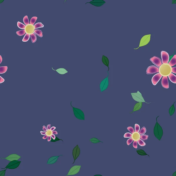 Flores Con Hojas Verdes Composición Libre Ilustración Vectorial — Vector de stock