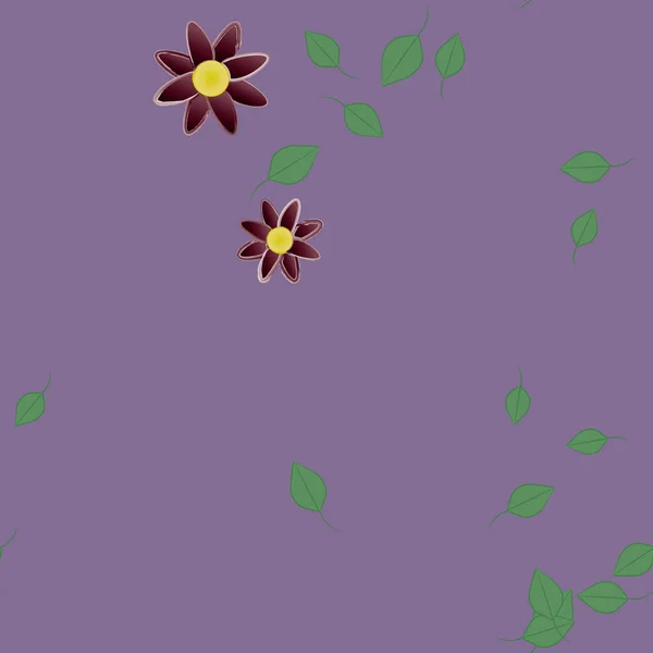 Flores Con Hojas Verdes Composición Libre Ilustración Vectorial — Archivo Imágenes Vectoriales