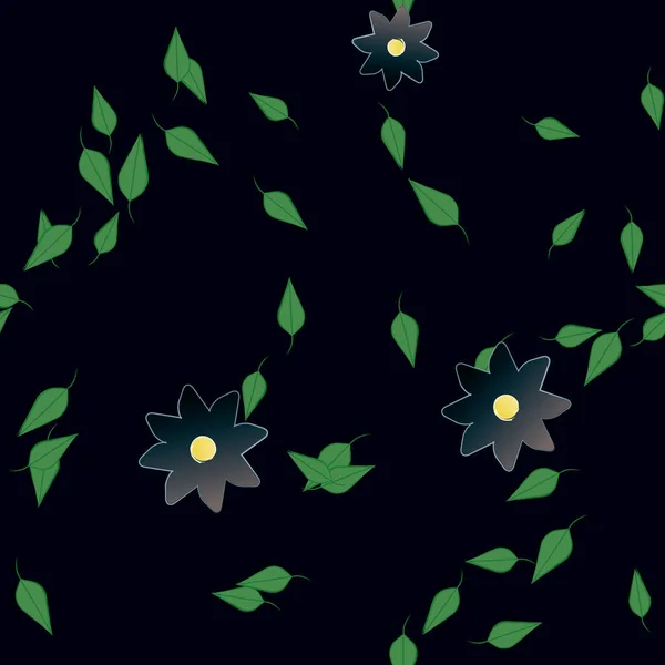 Composição Design Com Flores Simples Folhas Verdes Ilustração Vetorial — Vetor de Stock