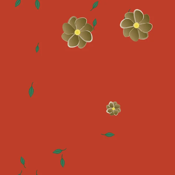 Flores Con Hojas Verdes Composición Libre Ilustración Vectorial — Vector de stock