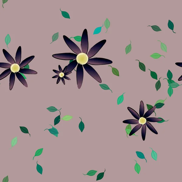 Composición Libre Con Flores Colores Simples Hojas Verdes Para Papel — Archivo Imágenes Vectoriales