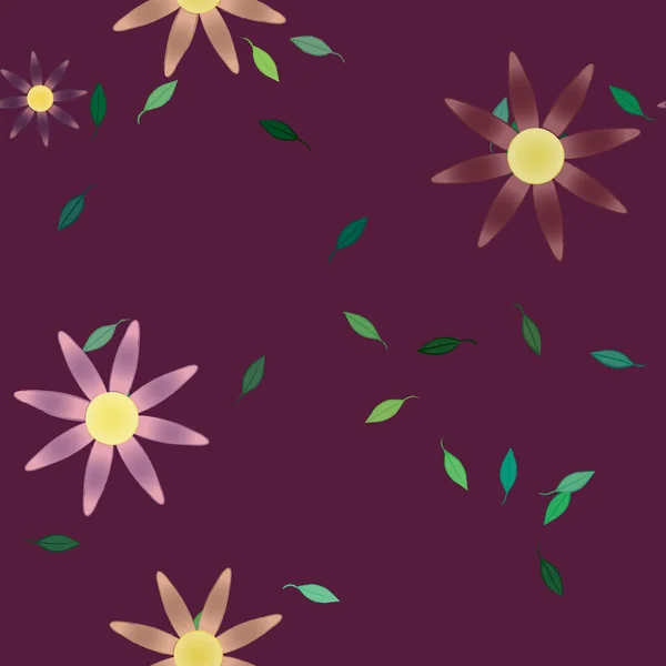 Composition Design Avec Fleurs Simples Feuilles Vertes Illustration Vectorielle — Image vectorielle