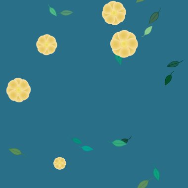 Serbest kompozisyonda yeşil yapraklı çiçekler, vektör illüstrasyonu