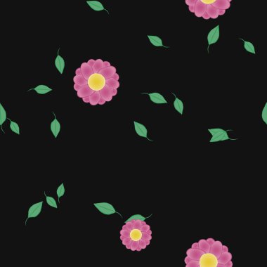 Serbest kompozisyonda yeşil yapraklı çiçekler, vektör illüstrasyonu