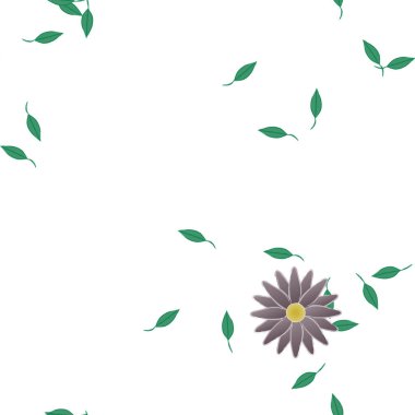 Serbest kompozisyonda yeşil yapraklı çiçekler, vektör illüstrasyonu