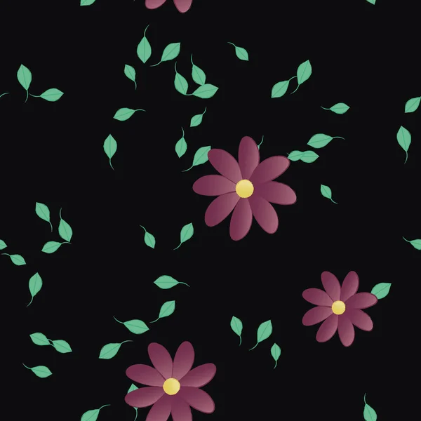 Composición Libre Con Flores Colores Simples Hojas Verdes Para Papel — Vector de stock