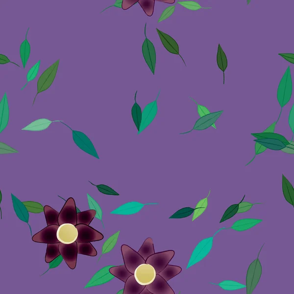 Flores Con Hojas Verdes Composición Libre Ilustración Vectorial — Vector de stock