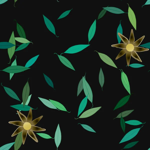 Fleurs Simples Avec Des Feuilles Vertes Composition Libre Illustration Vectorielle — Image vectorielle