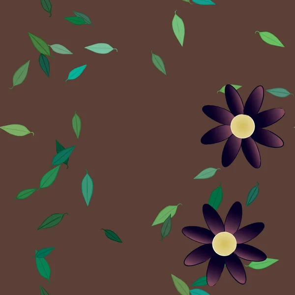 Composição Design Com Flores Simples Folhas Verdes Ilustração Vetorial — Vetor de Stock