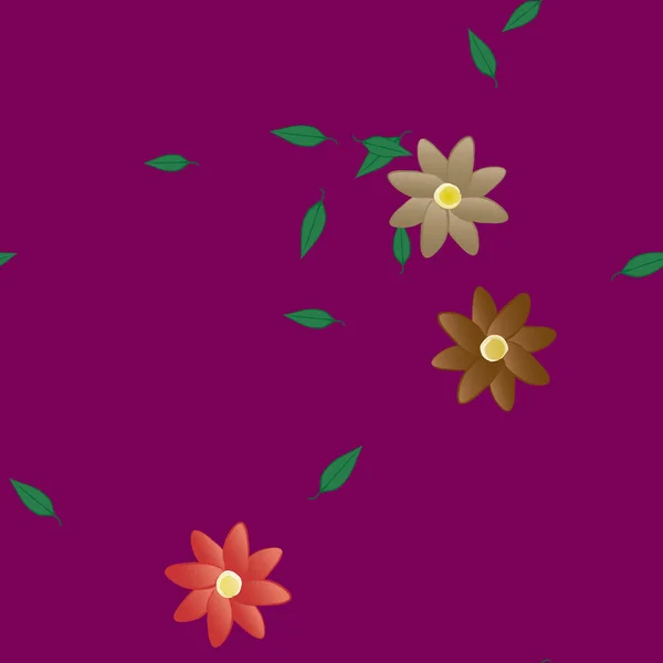 Fleurs Aux Feuilles Vertes Composition Libre Illustration Vectorielle — Image vectorielle