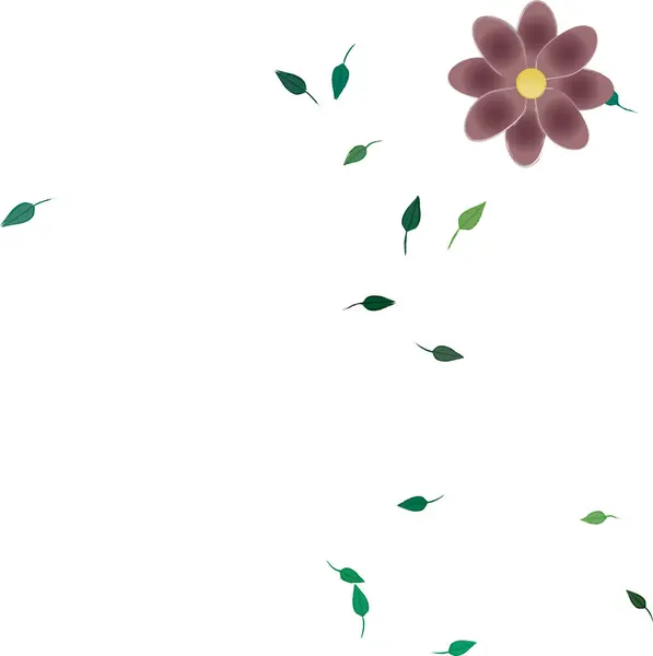 Composition Design Avec Fleurs Simples Feuilles Vertes Illustration Vectorielle — Image vectorielle