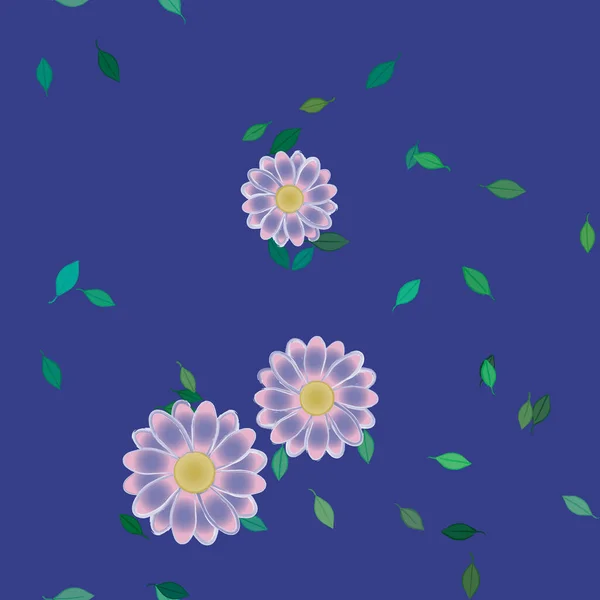 Flores Simples Con Hojas Verdes Composición Libre Ilustración Vectorial — Archivo Imágenes Vectoriales