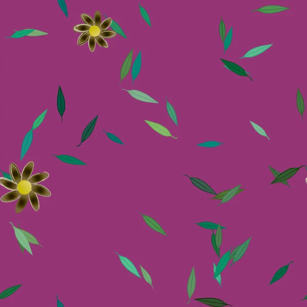 Fleurs Aux Feuilles Vertes Composition Libre Illustration Vectorielle — Image vectorielle