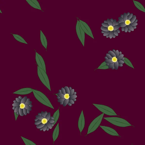 Flores Con Hojas Verdes Composición Libre Ilustración Vectorial — Archivo Imágenes Vectoriales