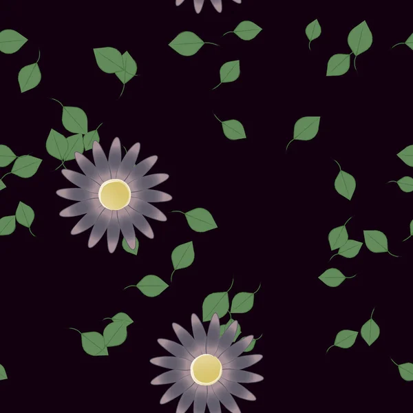 Flores Simples Con Hojas Verdes Composición Libre Ilustración Vectorial — Archivo Imágenes Vectoriales