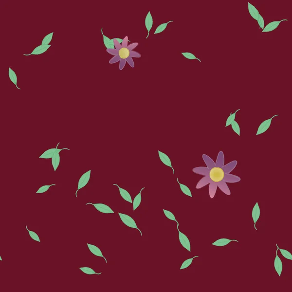 Blüten Mit Grünen Blättern Freier Zusammensetzung Vektorillustration — Stockvektor
