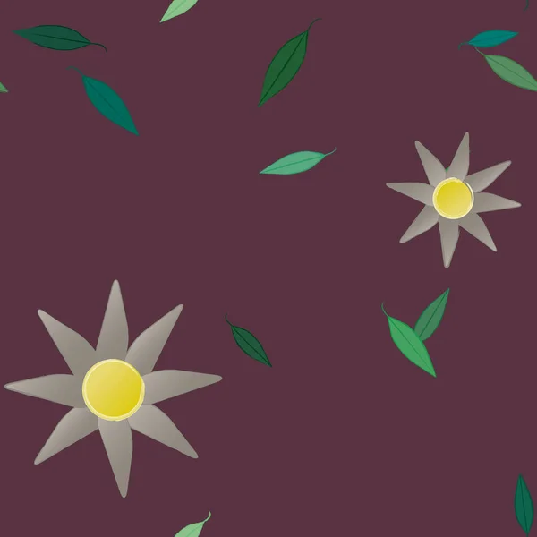 Flores Con Hojas Verdes Composición Libre Ilustración Vectorial — Vector de stock