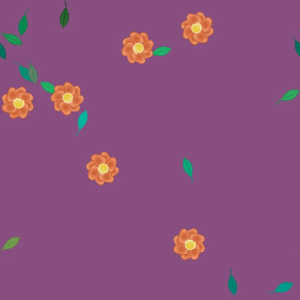 Flores Con Hojas Verdes Composición Libre Ilustración Vectorial — Archivo Imágenes Vectoriales