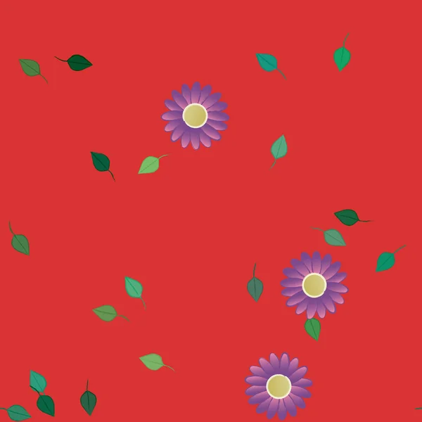 Composición Libre Con Flores Colores Simples Hojas Verdes Para Papel — Vector de stock