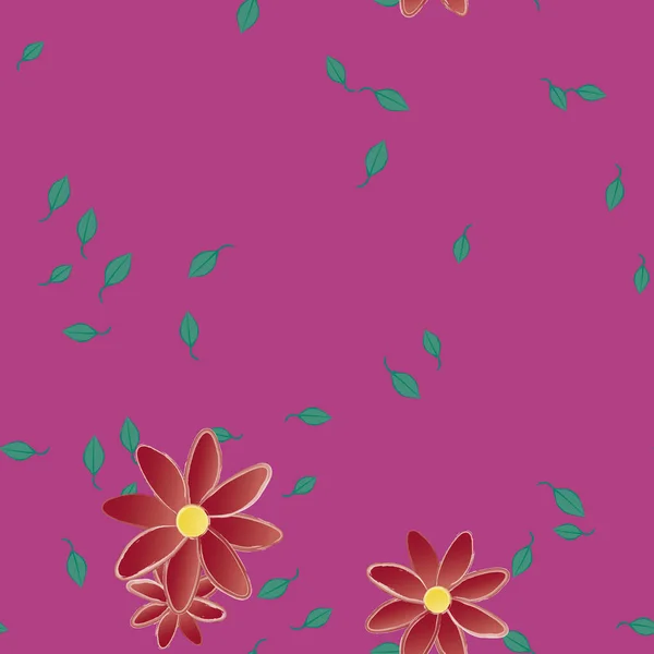 Composición Diseño Con Flores Simples Hojas Verdes Ilustración Vectorial — Vector de stock