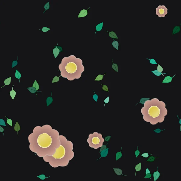 Composición Libre Con Flores Colores Simples Hojas Verdes Para Papel — Vector de stock