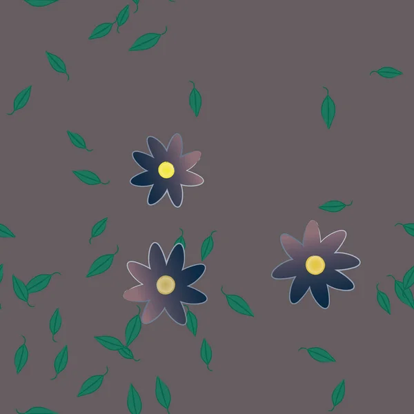 Flores Con Hojas Verdes Composición Libre Ilustración Vectorial — Archivo Imágenes Vectoriales