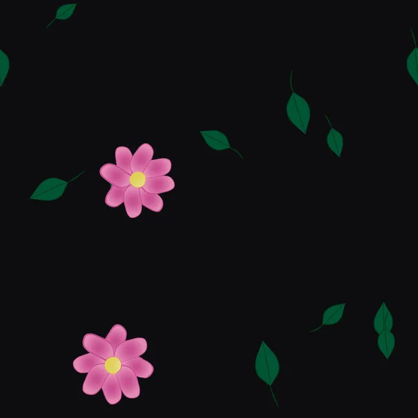 Composición Libre Con Flores Colores Simples Hojas Verdes Para Papel — Vector de stock