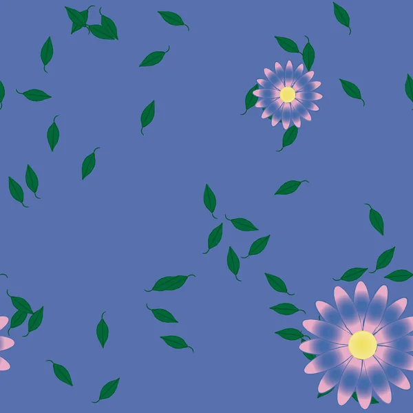 Blommor Med Gröna Blad Fri Sammansättning Vektor Illustration — Stock vektor