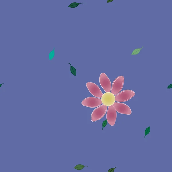 Flores Con Hojas Verdes Composición Libre Ilustración Vectorial — Vector de stock