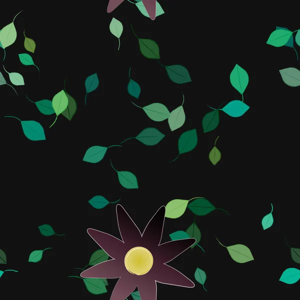 Composición Libre Con Flores Colores Simples Hojas Verdes Para Papel — Vector de stock