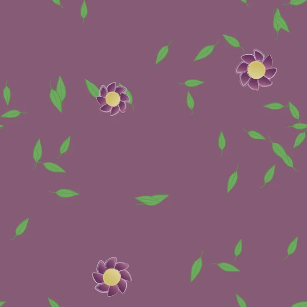 Flores Con Hojas Verdes Composición Libre Ilustración Vectorial — Vector de stock