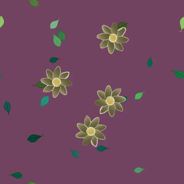 Fleurs Aux Feuilles Vertes Composition Libre Illustration Vectorielle — Image vectorielle