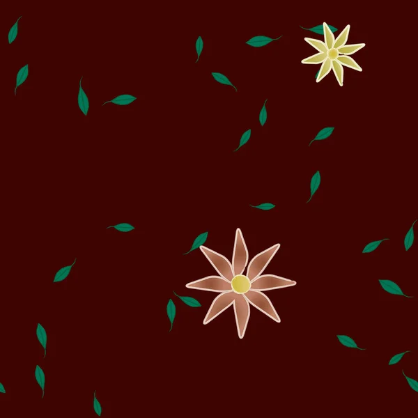 Fleurs Aux Feuilles Vertes Composition Libre Illustration Vectorielle — Image vectorielle