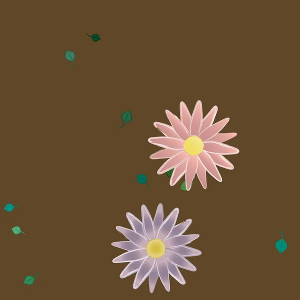 Flores Con Hojas Verdes Composición Libre Ilustración Vectorial — Vector de stock