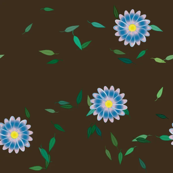 Flores Con Hojas Verdes Composición Libre Ilustración Vectorial — Vector de stock