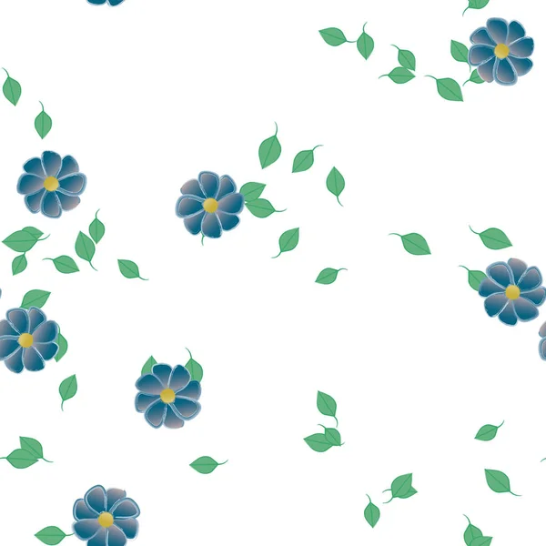 Composição Livre Com Flores Coloridas Simples Folhas Verdes Para Papel — Vetor de Stock