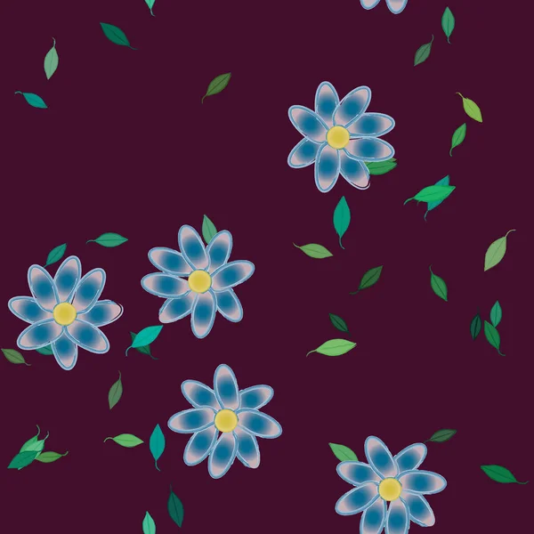 Composición Libre Con Flores Colores Simples Hojas Verdes Para Papel — Vector de stock