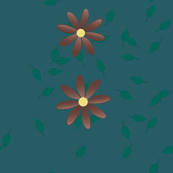 Fleurs Aux Feuilles Vertes Composition Libre Illustration Vectorielle — Image vectorielle