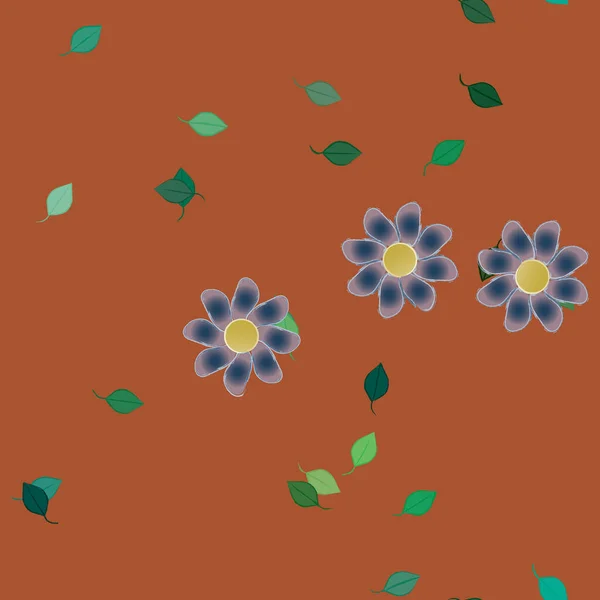 Flores Con Hojas Verdes Composición Libre Ilustración Vectorial — Archivo Imágenes Vectoriales