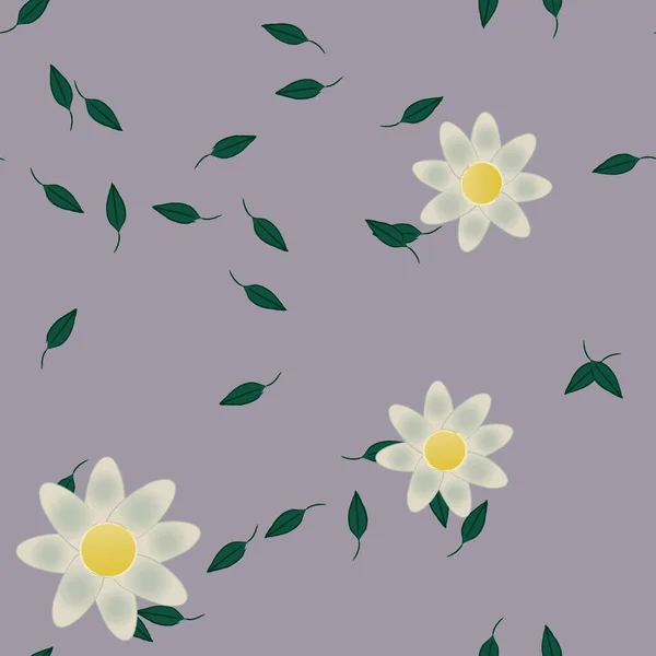 Flores Con Hojas Verdes Composición Libre Ilustración Vectorial — Vector de stock