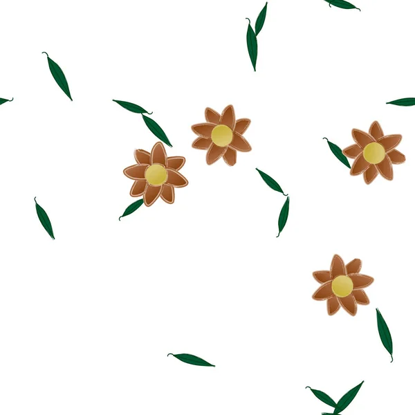 Flores Con Hojas Verdes Composición Libre Ilustración Vectorial — Archivo Imágenes Vectoriales